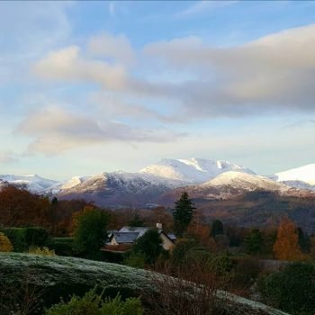 Snowy tops over Keswick, the Lake District