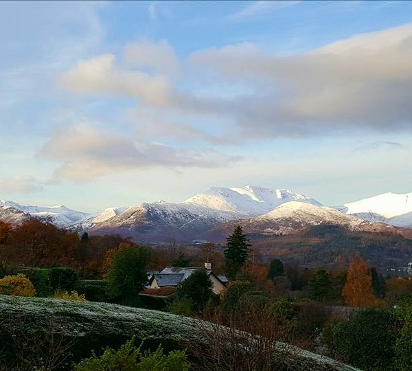 Snowy tops over Keswick, the Lake District