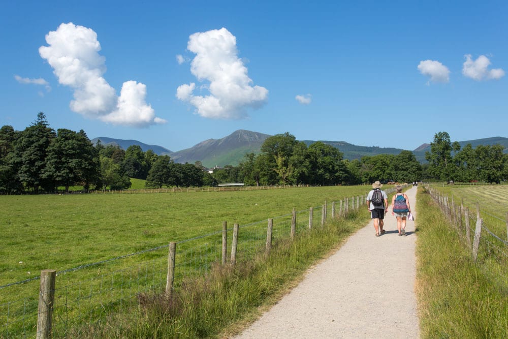 Walking route between Keswick and Portinscale via The Howrahs